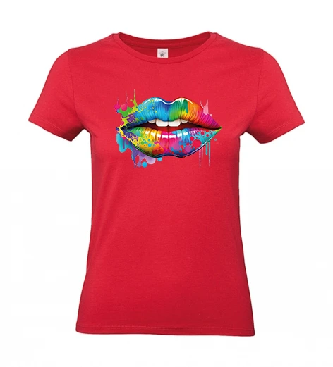 Women’s 190 gsm T-shirt – Colourful lips design