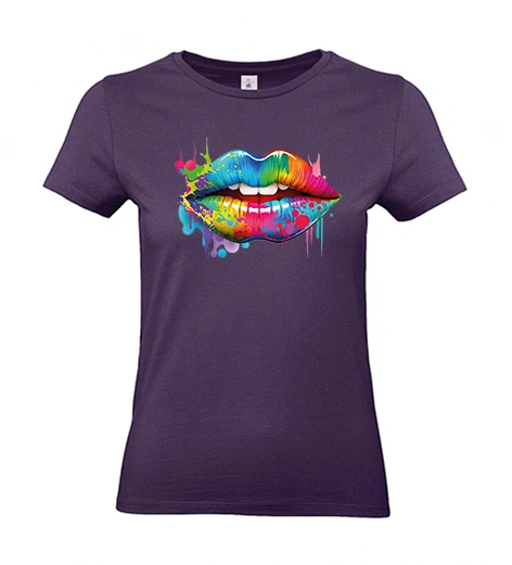 Women’s 190 gsm T-shirt – Colourful lips design