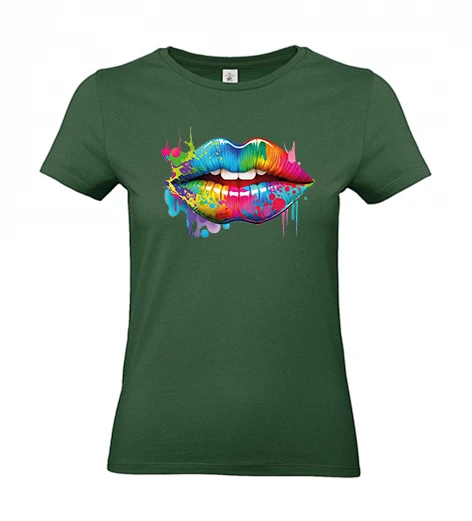Women’s 190 gsm T-shirt – Colourful lips design