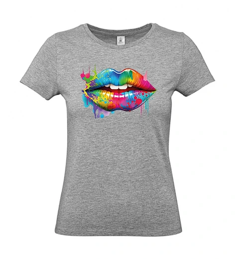 Women’s 190 gsm T-shirt – Colourful lips design