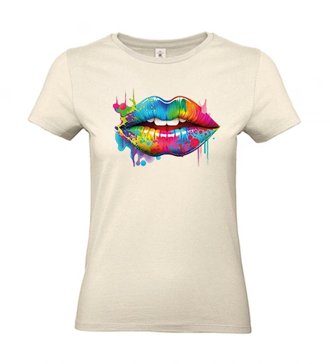 Women’s 190 gsm T-shirt – Colourful lips design