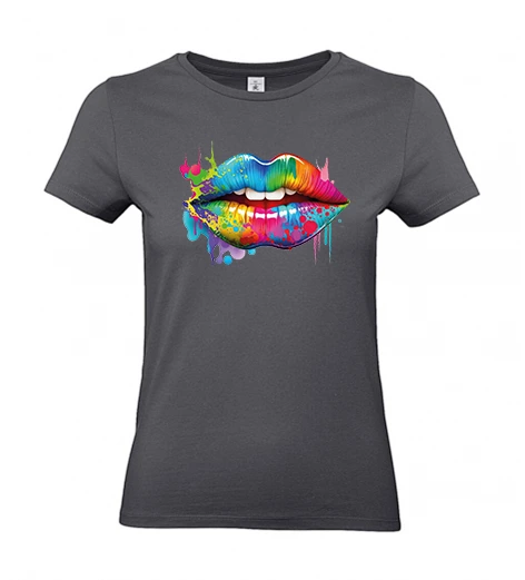 Women’s 190 gsm T-shirt – Colourful lips design