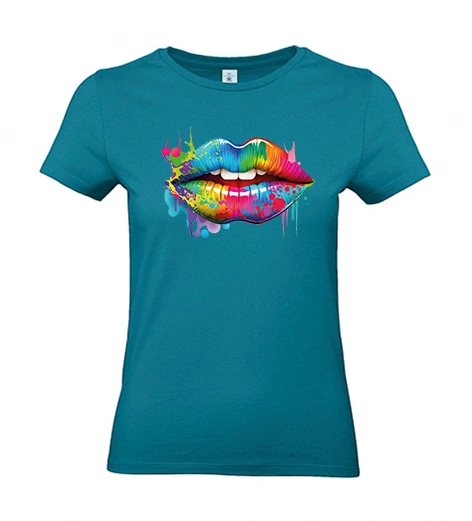 Women’s 190 gsm T-shirt – Colourful lips design