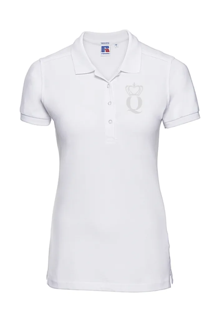 Women’s fitted polo shirt – Embroidered crown (white, XS)