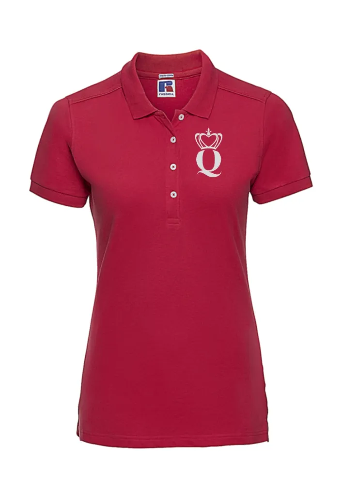Polo Ladies'Fitted Stretch 4 Boutons brodé coeur quenn