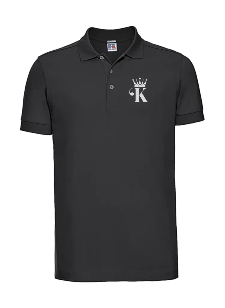 Polo Men's Fitted Stretch Brodé Coeur King en gris