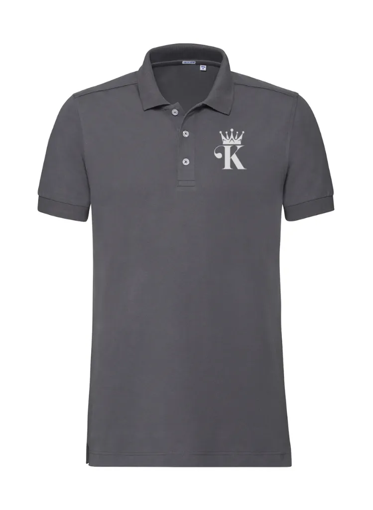 Polo Men's Fitted Stretch Brodé Coeur King en gris