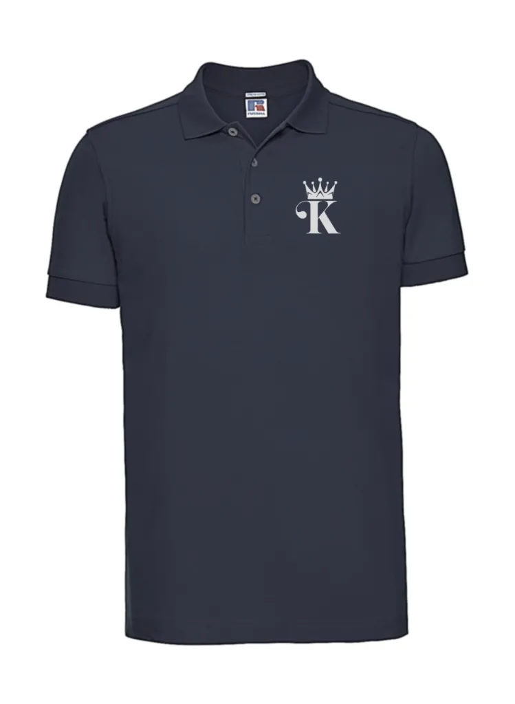 Polo Men's Fitted Stretch Brodé Coeur King en gris
