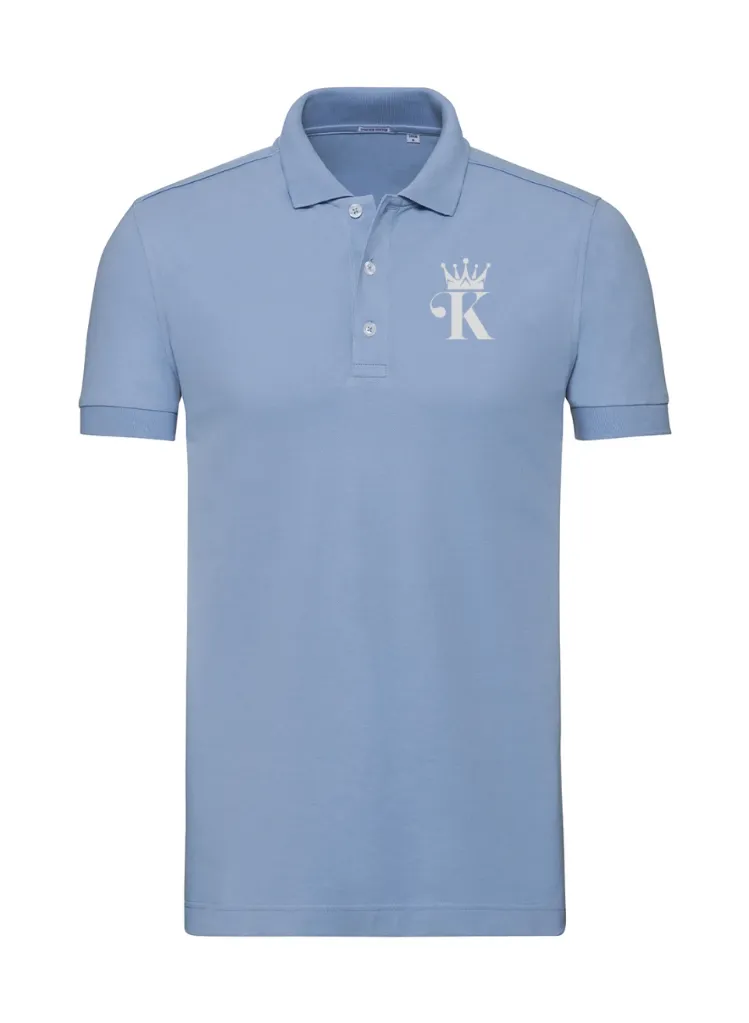 Polo Men's Fitted Stretch Brodé Coeur King en gris