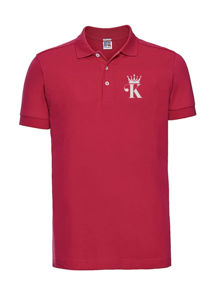 Men’s fitted polo shirt – Embroidered King of Hearts