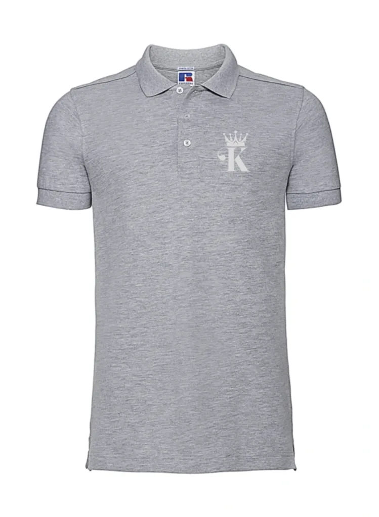 Polo Men's Fitted Stretch Brodé Coeur King en gris