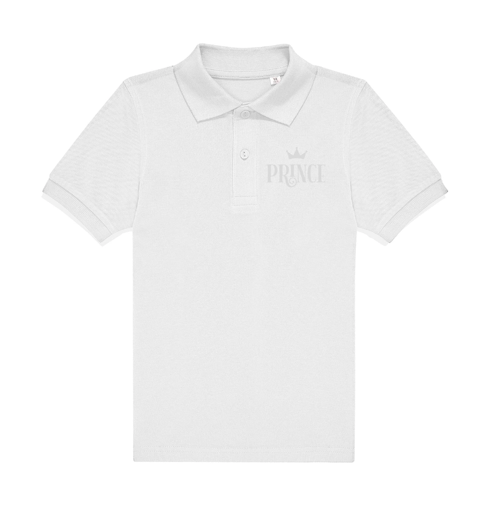 My Polo 180g Kid Brodé Cœur Prince ou Princess en gris (white, 5/6 (110/116), prince)