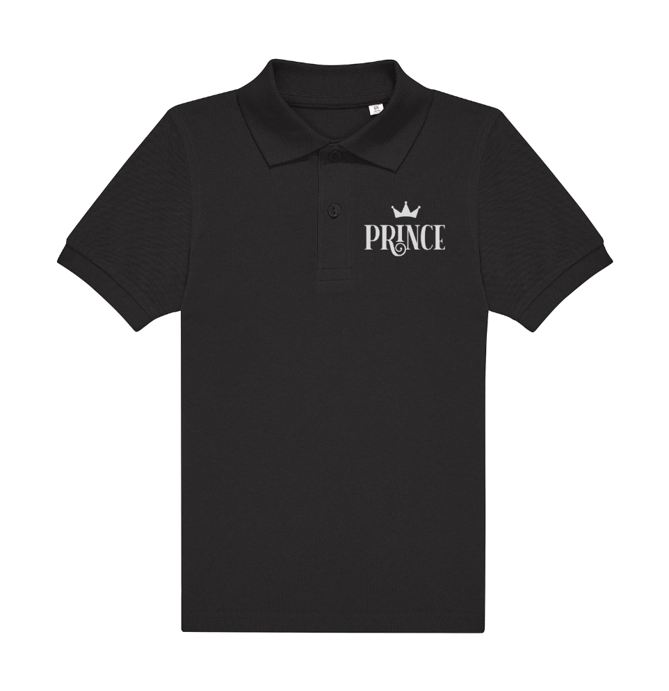 Children’s 180 gsm embroidered polo shirt – Prince or Princess heart design