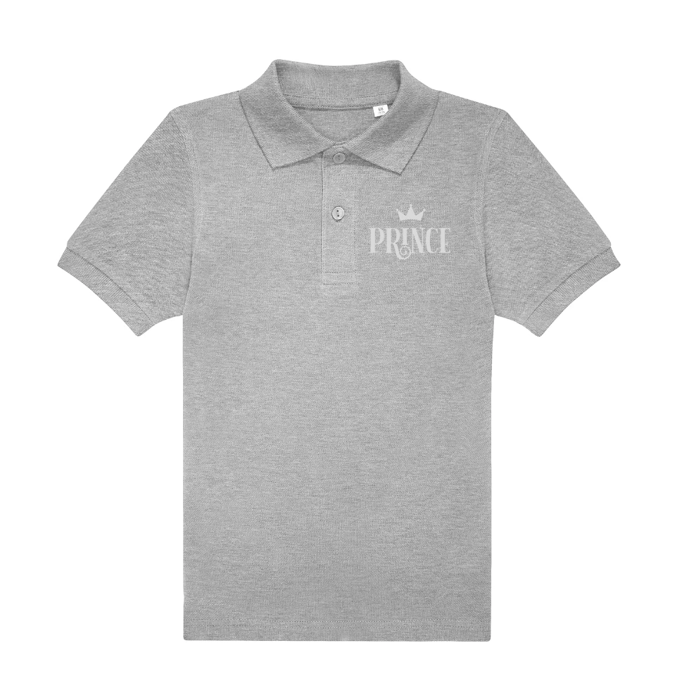 My Polo 180g Kid Brodé Cœur Prince ou Princess en gris