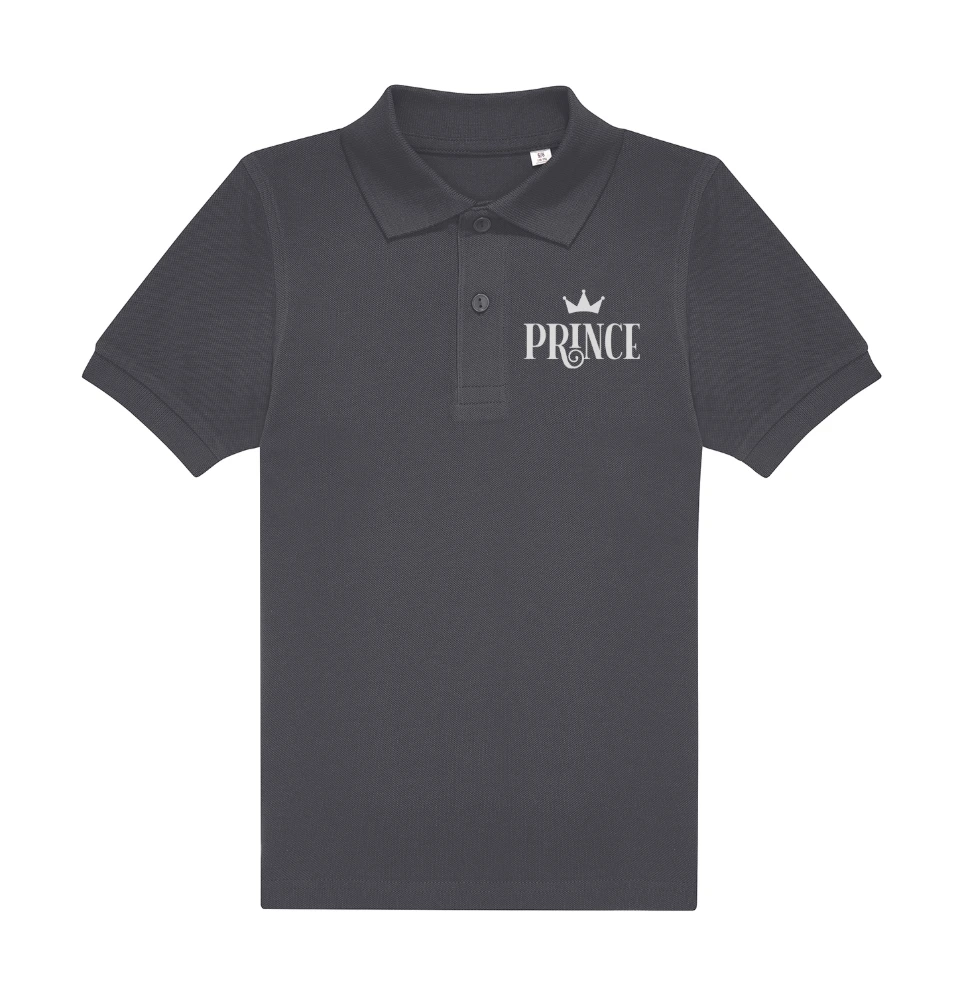My Polo 180g Kid Brodé Cœur Prince ou Princess en gris