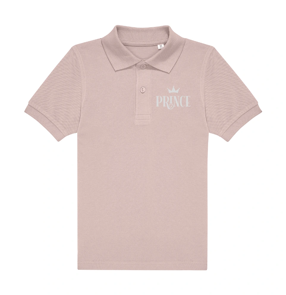 Children’s 180 gsm embroidered polo shirt – Prince or Princess heart design