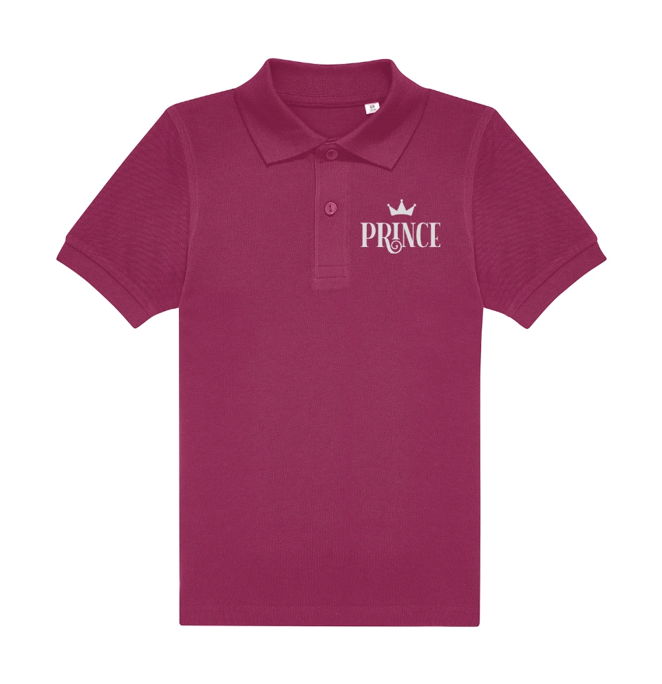 Children’s 180 gsm embroidered polo shirt – Prince or Princess heart design