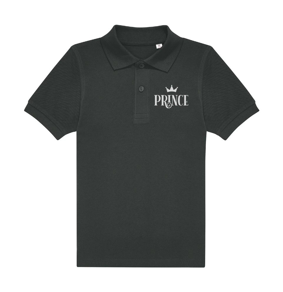 My Polo 180g Kid Brodé Cœur Prince ou Princess en gris