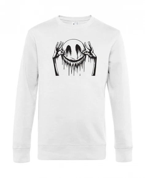 Men’s round-neck jumper – Embroidered Smiley (white, XS)