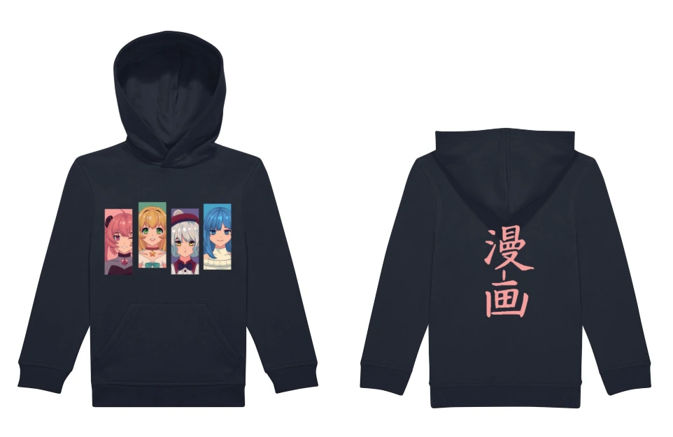 Sweat à Capuche Enfant 280g - Motifs Mangas Fille ou garçon