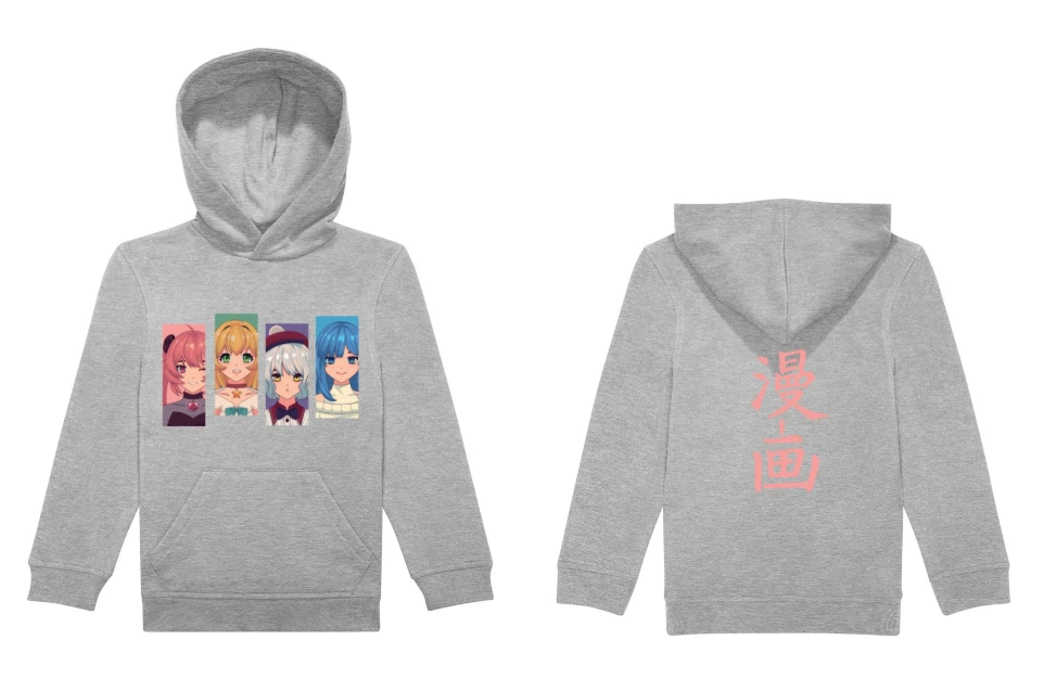 Sweat à Capuche Enfant 280g - Motifs Mangas Fille ou garçon