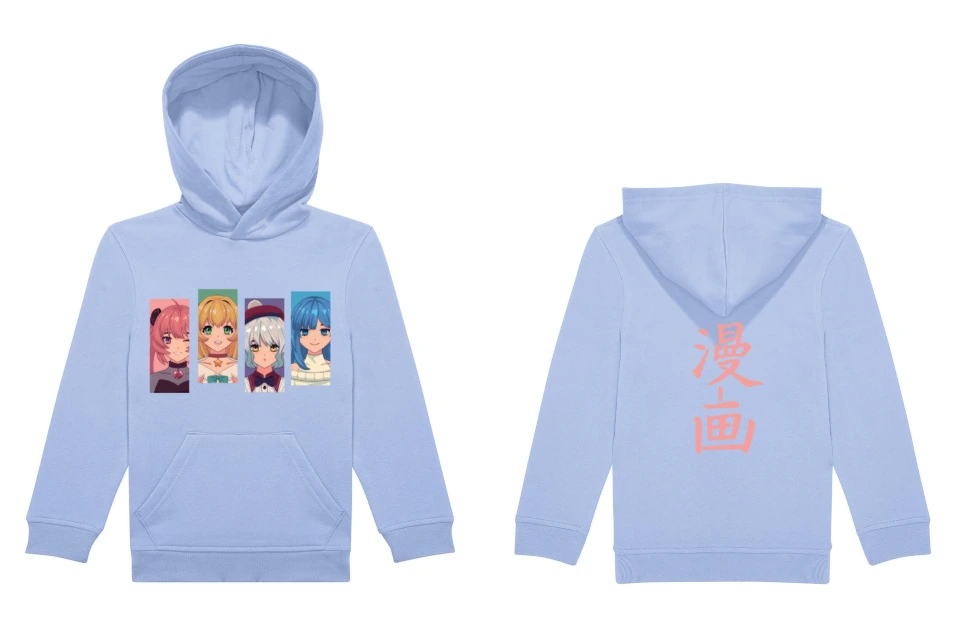 Sweat à Capuche Enfant 280g - Motifs Mangas Fille ou garçon