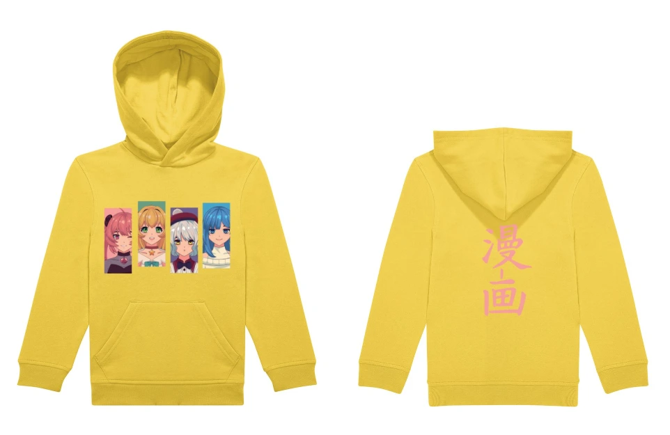 Sweat à Capuche Enfant 280g - Motifs Mangas Fille ou garçon