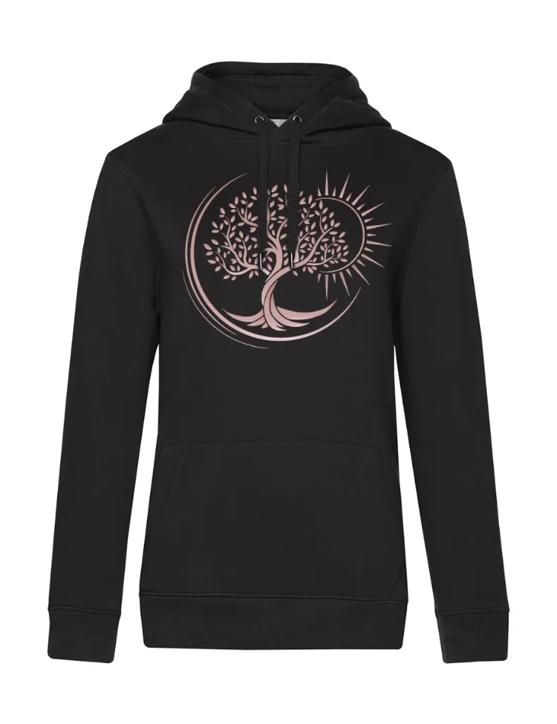 Sweat à Capuche Femme Décor Arbre de vie or rosé Poitrine