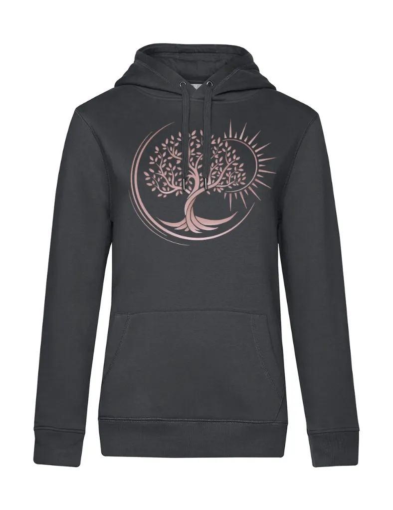 Sweat à Capuche Femme Décor Arbre de vie or rosé Poitrine