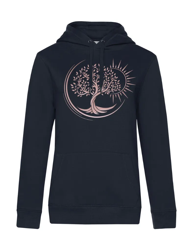 Sweat à Capuche Femme Décor Arbre de vie or rosé Poitrine
