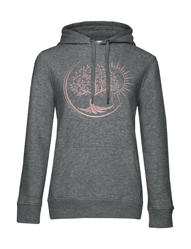 Sweat à Capuche Femme Décor Arbre de vie or rosé Poitrine