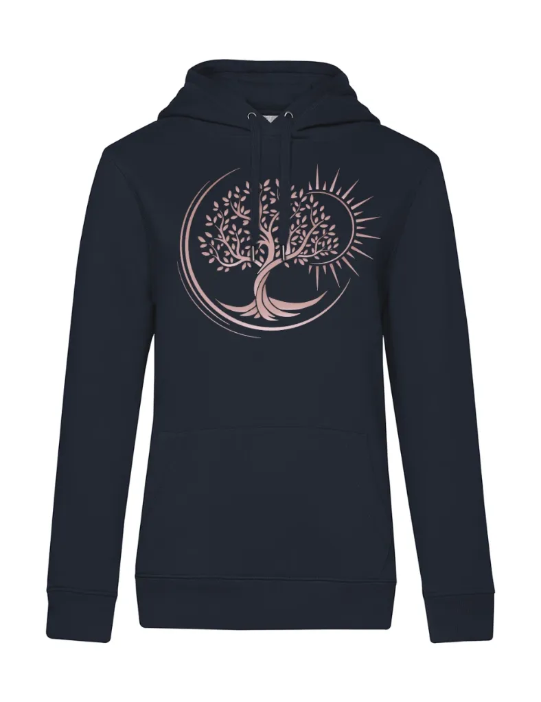 Sweat à Capuche Femme - Arbre de vie Rose Gold floqué