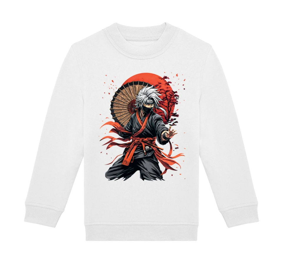 Children’s 280 gsm sweatshirt – Samurai design (white, 3/4 (98/104))