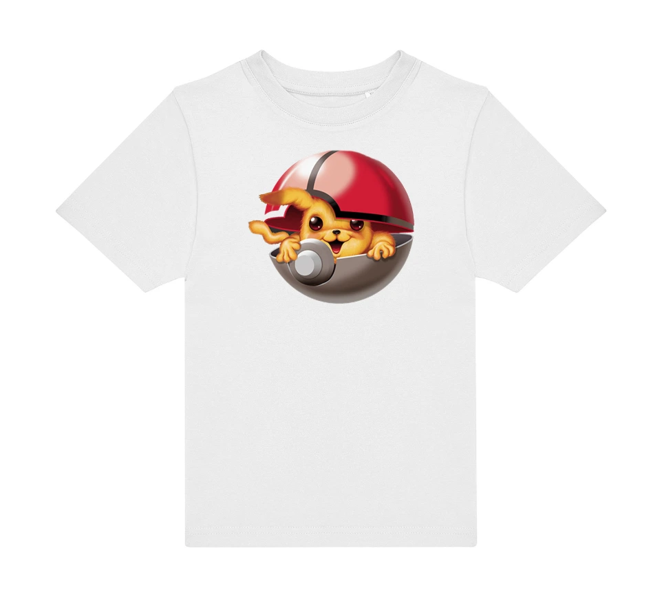 T-Shirt Enfant 185g - Motif Pokéball Floqué (white, 3/4 (98/104))