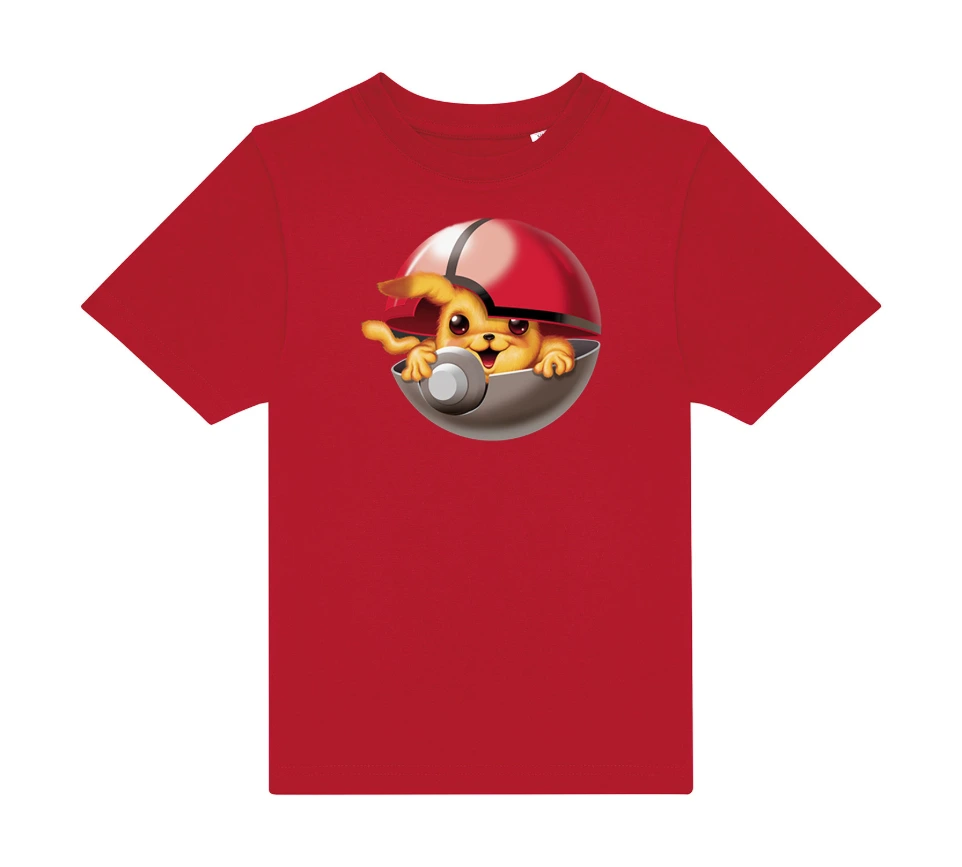 Children’s 185 gsm T-shirt – Poké Ball heat-transfer design
