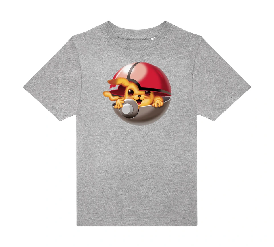 T-Shirt Enfant 185g - Motif Pokéball Floqué