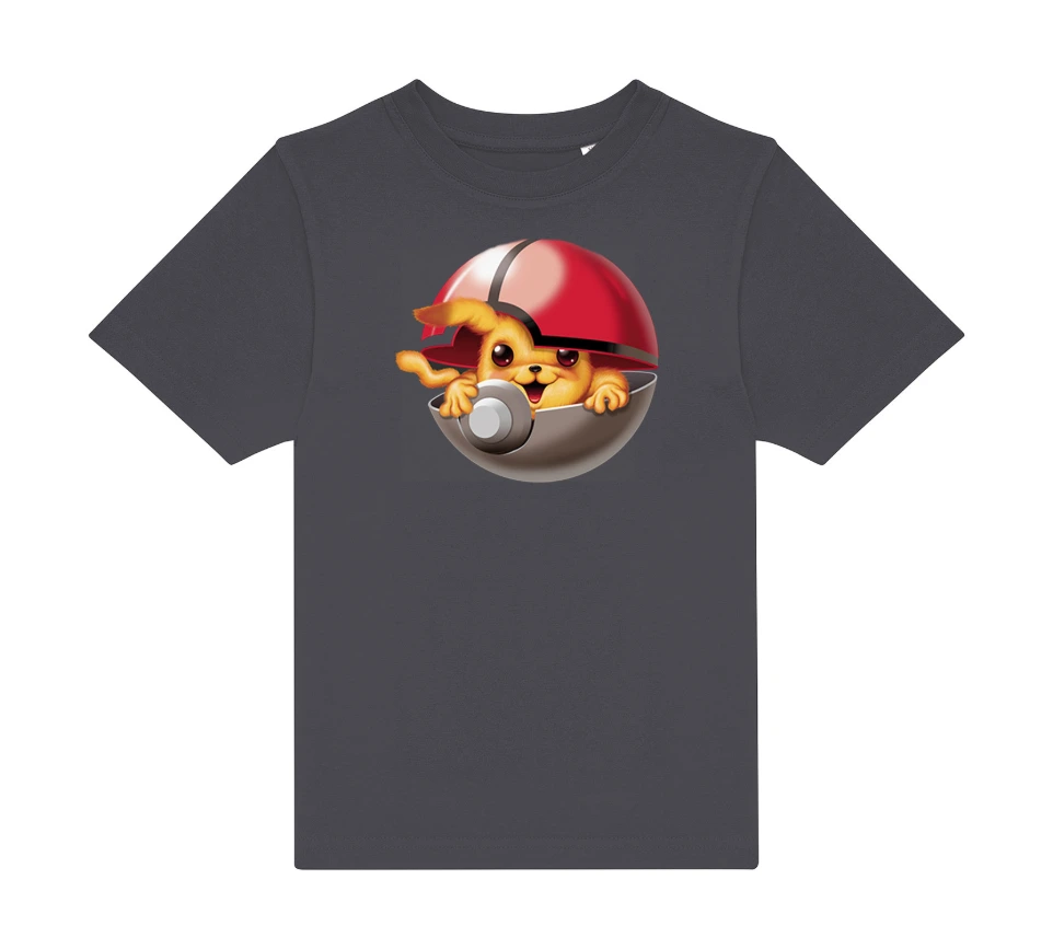 T-Shirt Enfant 185g - Motif Pokéball Floqué