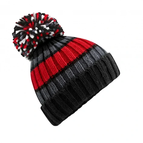 Men’s striped pom-pom hat